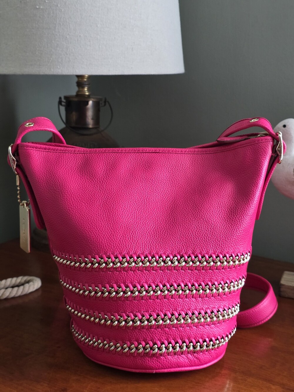 Coach 35373 Whiplash Mini Duffle Pink Ruby Leather Bucket Bag - Picture 3 of 16